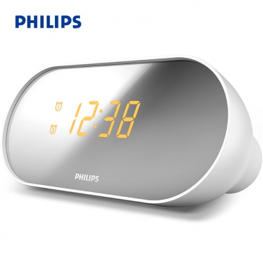飛利浦（PHILIPS）AJ2000 時鐘收音機(jī) 雙鬧鐘LED顯示屏 白色