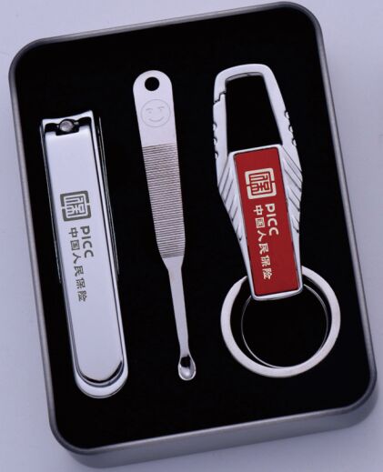 平面大號(hào)指甲剪鑰匙扣耳勺3件套鐵盒裝